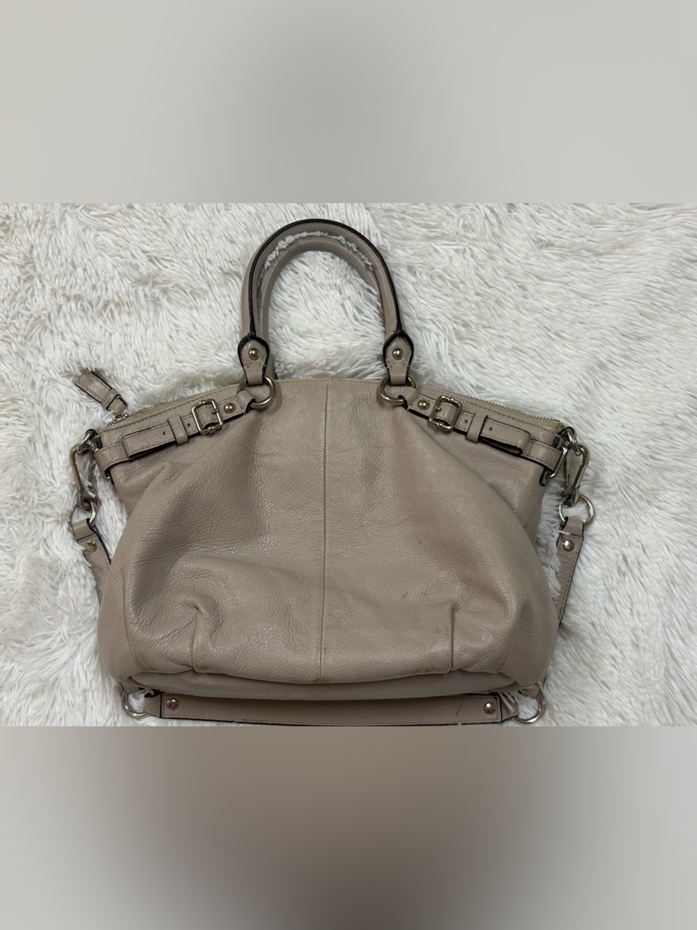 Coach Leather Satchel in Light Taupe with Gold Hardware - Picture 3 of 15